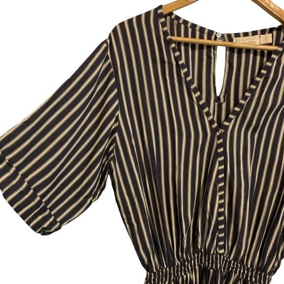 Anthropologie Beach Gold Black and Cream Striped Romper - Picture 4 of 9